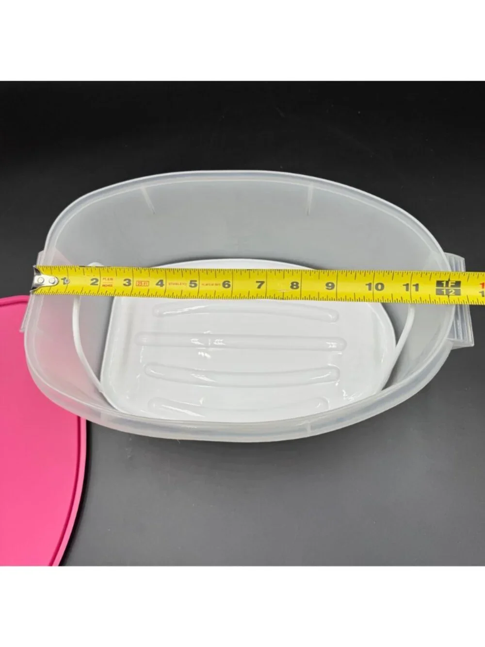 Vintage Tupperware Oval Modular Mate Storage Container With Bright Pink Lid